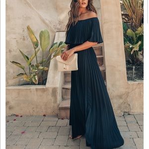 Off the Shoulder Black Ruffle Dress